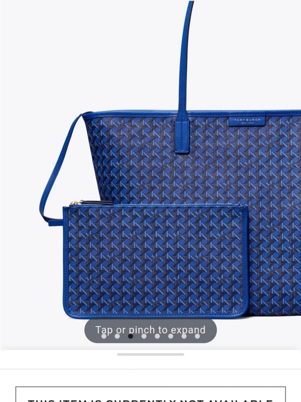 Tory Burch Ever-Ready Mediterranean Blue Coated Canvas Zip Tote 💙 - Picture 14 of 14